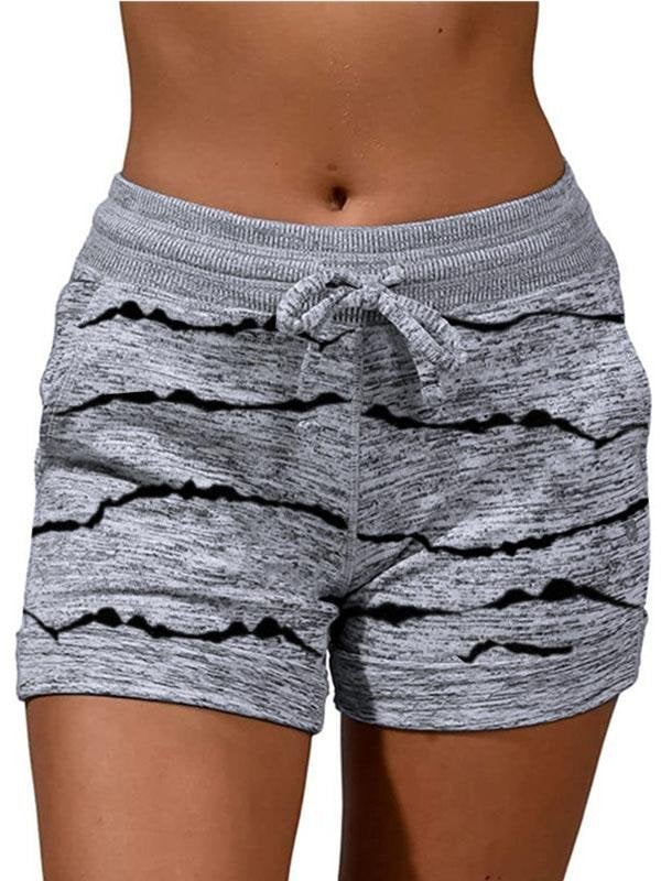 Women Casual Stripe Printed Drawstring Shorts - Shorts - INS | Online Fashion Free Shipping Clothing, Dresses, Tops, Shoes - 12/05/2021 - 120521 - Color_Light Gray