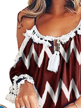 Women Chevron Print Off Shoulder Strap Mini Dress - Mini Dresses - INS | Online Fashion Free Shipping Clothing, Dresses, Tops, Shoes - 17/05/2021 - Color_Blue - Color_Wine Red