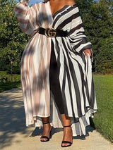 Women Color Block Stripes Long Sleeveless Maxi Dress - Maxi Dresses - INS | Online Fashion Free Shipping Clothing, Dresses, Tops, Shoes - 14/05/2021 - 140521 - Color_Black