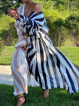 Women Color Block Stripes Long Sleeveless Maxi Dress - Maxi Dresses - INS | Online Fashion Free Shipping Clothing, Dresses, Tops, Shoes - 14/05/2021 - 140521 - Color_Black
