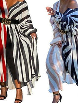 Women Color Block Stripes Long Sleeveless Maxi Dress - Maxi Dresses - INS | Online Fashion Free Shipping Clothing, Dresses, Tops, Shoes - 14/05/2021 - 140521 - Color_Black