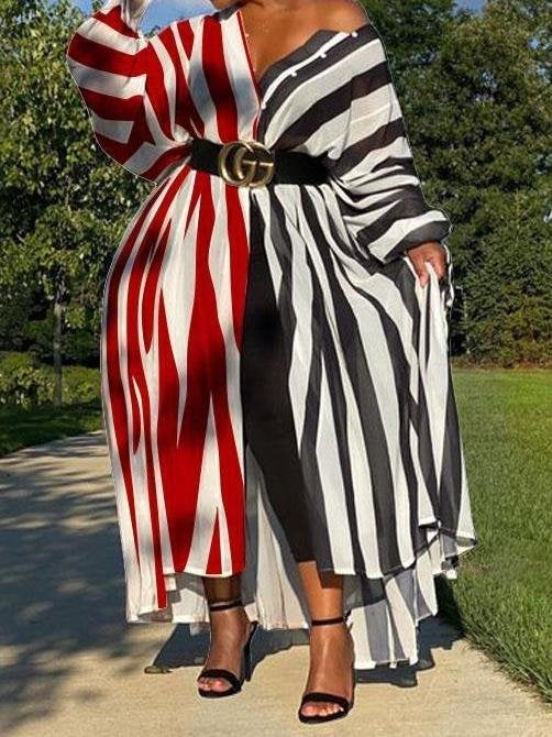 Women Color Block Stripes Long Sleeveless Maxi Dress - Maxi Dresses - INS | Online Fashion Free Shipping Clothing, Dresses, Tops, Shoes - 14/05/2021 - 140521 - Color_Black