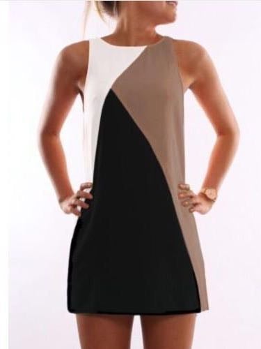 Women Color Contrasting Sleeveless Dress - INS | Online Fashion Free Shipping Clothing, Dresses, Tops, Shoes