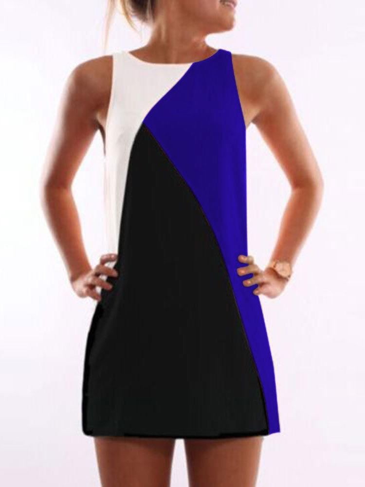 Women Color Contrasting Sleeveless Dress - INS | Online Fashion Free Shipping Clothing, Dresses, Tops, Shoes