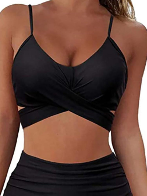 Women Criss Cross Bikini Set Push Up High Waist 2 Piece Swimsuit Bathing Suits - Swimsuits - INS | Online Fashion Free Shipping Clothing, Dresses, Tops, Shoes - 27/04/2021 - Category_Swimsuits - Color_Black