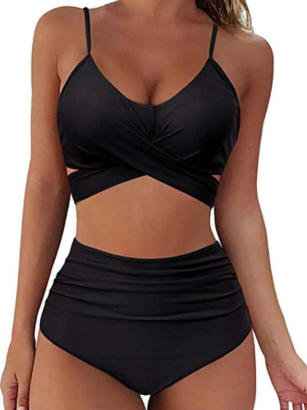 Women Criss Cross Bikini Set Push Up High Waist 2 Piece Swimsuit Bathing Suits - Swimsuits - INS | Online Fashion Free Shipping Clothing, Dresses, Tops, Shoes - 27/04/2021 - Category_Swimsuits - Color_Black