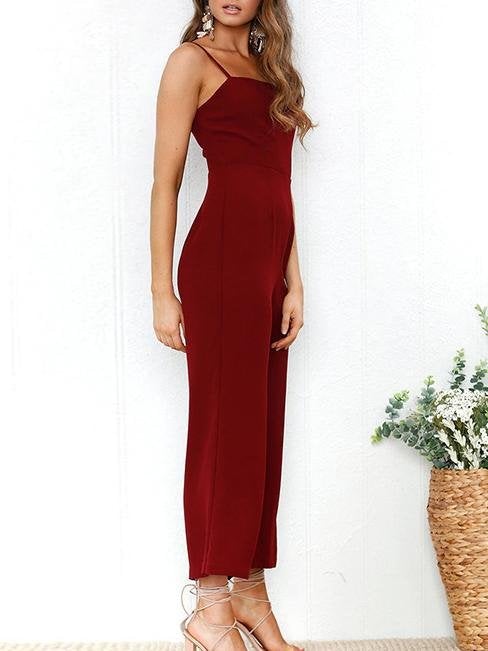 Women Elegant Sling Solid Color Jumpsuit - Jumpsuits - INS | Online Fashion Free Shipping Clothing, Dresses, Tops, Shoes - 24/05/2021 - Color_Green - Color_Red
