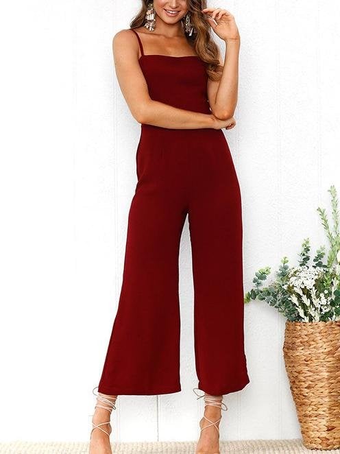 Women Elegant Sling Solid Color Jumpsuit - Jumpsuits - INS | Online Fashion Free Shipping Clothing, Dresses, Tops, Shoes - 24/05/2021 - Color_Green - Color_Red