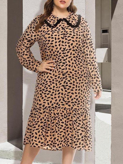 Women Fashion Mermaid Leopard Print Plus Size Dress - CURVE+PLUS - INS | Online Fashion Free Shipping Clothing, Dresses, Tops, Shoes - CURVE+PLUS - Mx Curve+Plus -