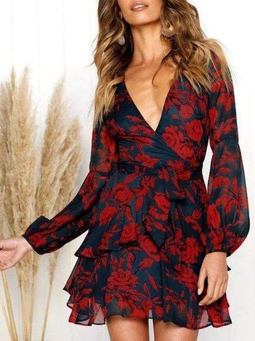 Women Floral Print Mini Dress - Dresses - INS | Online Fashion Free Shipping Clothing, Dresses, Tops, Shoes - dress - Dresses - Mini Dress