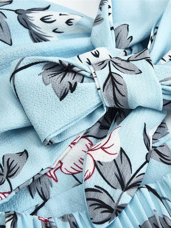 Women Floral Print Strapless Deep V Neck Split Hem Maxi Dress - Maxi Dresses - INS | Online Fashion Free Shipping Clothing, Dresses, Tops, Shoes - 14/05/2021 - 140521 - Color_Light Blue