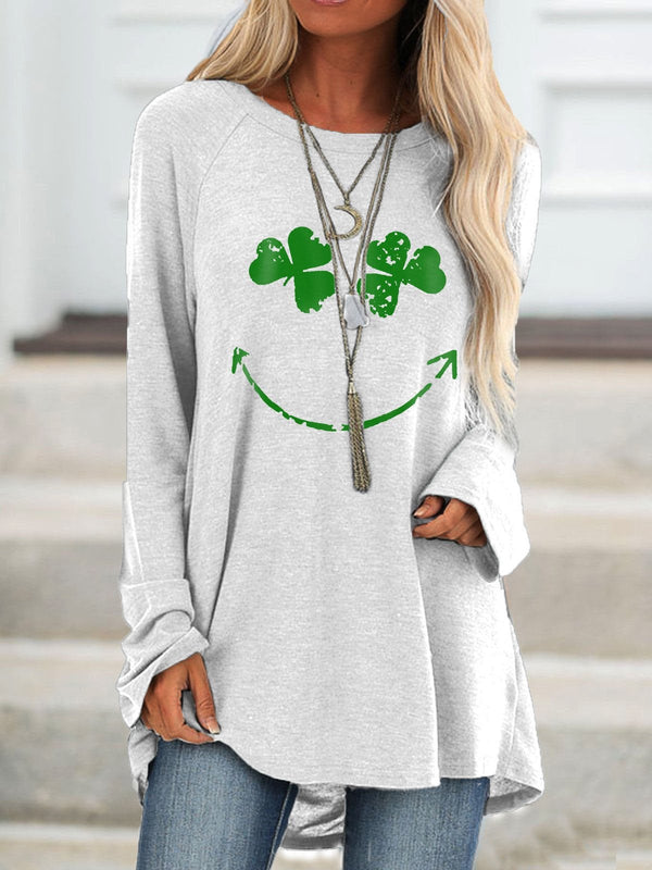 Women Four Leaf Clover Print Long Sleeve Blouses - Blouses & Shirts - INS | Online Fashion Free Shipping Clothing, Dresses, Tops, Shoes - 13/05/2021 - 130521 - BLO210518251