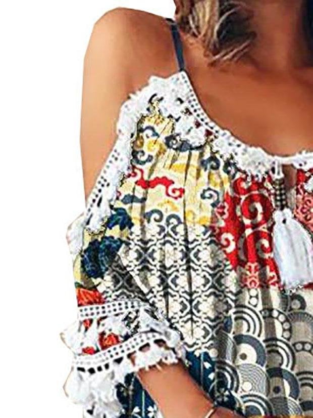 Women Graphic Print Off Shoulder Strap Mini Dress - Mini Dresses - INS | Online Fashion Free Shipping Clothing, Dresses, Tops, Shoes - 17/05/2021 - Color_Multicolor - DRE210519983