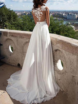 Women Lace Chiffon Split Maxi Wedding Dress - Wedding Dresses - INS | Online Fashion Free Shipping Clothing, Dresses, Tops, Shoes - 30/03/2021 - Color_White - Dresses