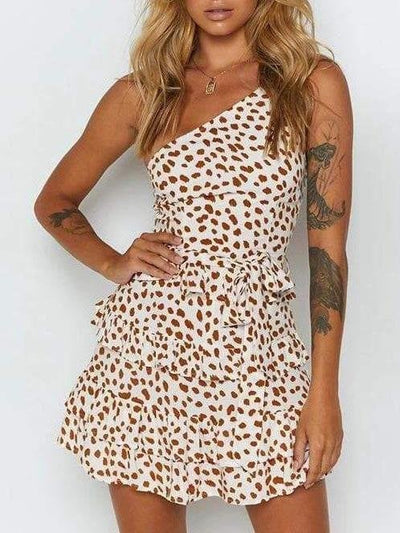 Women Leopard Print floral Mini Dress - Dresses - INS | Online Fashion Free Shipping Clothing, Dresses, Tops, Shoes - 10/03/2021 - Color_Yellow - dress