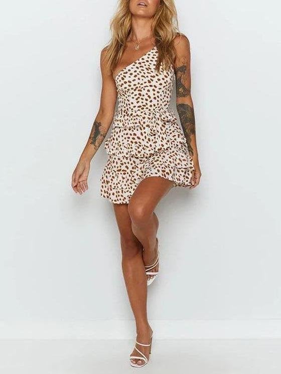 Women Leopard Print floral Mini Dress - Dresses - INS | Online Fashion Free Shipping Clothing, Dresses, Tops, Shoes - 10/03/2021 - Color_Yellow - dress
