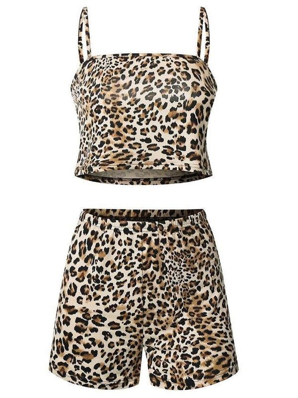 Women Leopard Print Two Pieces Suit