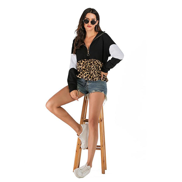 Women Leopard Printed Hooded Pullover - INS | Online Fashion Free Shipping Clothing, Dresses, Tops, Shoes