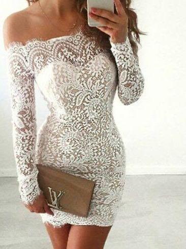 Women Long Sleeve Lace Prom Dresses - INS | Online Fashion Free Shipping Clothing, Dresses, Tops, Shoes