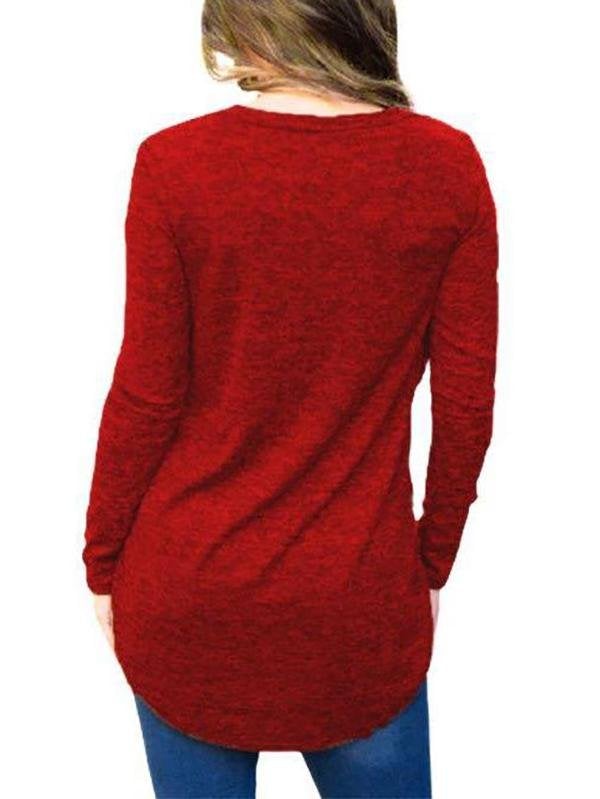 Women Long Sleeve Solid Color T-shirt - Loungewear - INS | Online Fashion Free Shipping Clothing, Dresses, Tops, Shoes - 2XL - 3XL - Autumn