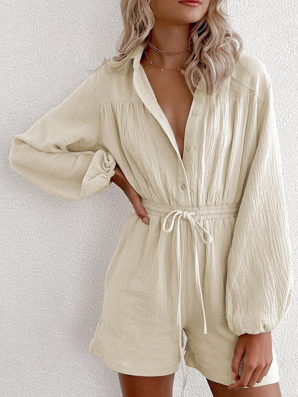 Women Long-sleeved Drawstring Pockets Jumpsuit - Jumpsuits & Rompers - INS | Online Fashion Free Shipping Clothing, Dresses, Tops, Shoes - 13/07/2021 - 30-40 - Bottoms