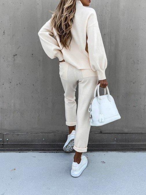 Women Loose Long Sleeve High Collar suit - Sets - INS | Online Fashion Free Shipping Clothing, Dresses, Tops, Shoes - 2 piece sets - 2XL - Autumn