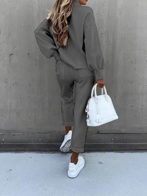 Women Loose Long Sleeve High Collar suit - Sets - INS | Online Fashion Free Shipping Clothing, Dresses, Tops, Shoes - 2 piece sets - 2XL - Autumn