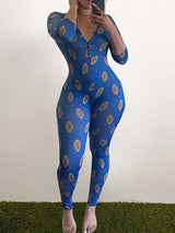 Women Printed One Piece Jumpsuit - Activewear - INS | Online Fashion Free Shipping Clothing, Dresses, Tops, Shoes - Activewear - -