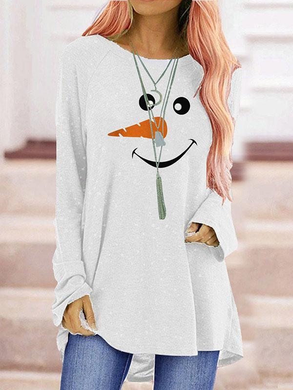 Women Snowman Print Long Sleeve Blouses - Blouses & Shirts - INS | Online Fashion Free Shipping Clothing, Dresses, Tops, Shoes - 13/05/2021 - 130521 - BLO210518252