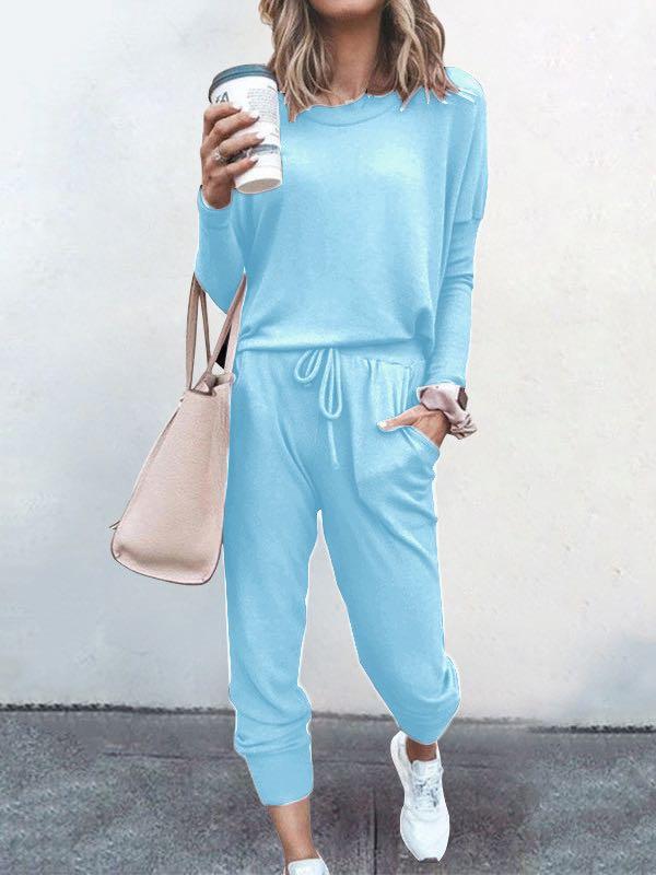 Women Solid Color Long Sleeve Long Pants Pajamas Set - INS | Online Fashion Free Shipping Clothing, Dresses, Tops, Shoes