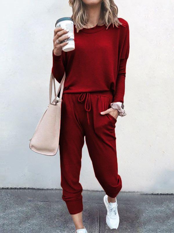 Women Solid Color Long Sleeve Long Pants Pajamas Set - INS | Online Fashion Free Shipping Clothing, Dresses, Tops, Shoes