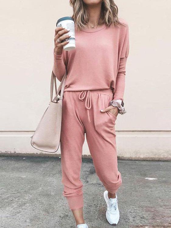 Women Solid Color Long Sleeve Long Pants Pajamas Set - INS | Online Fashion Free Shipping Clothing, Dresses, Tops, Shoes