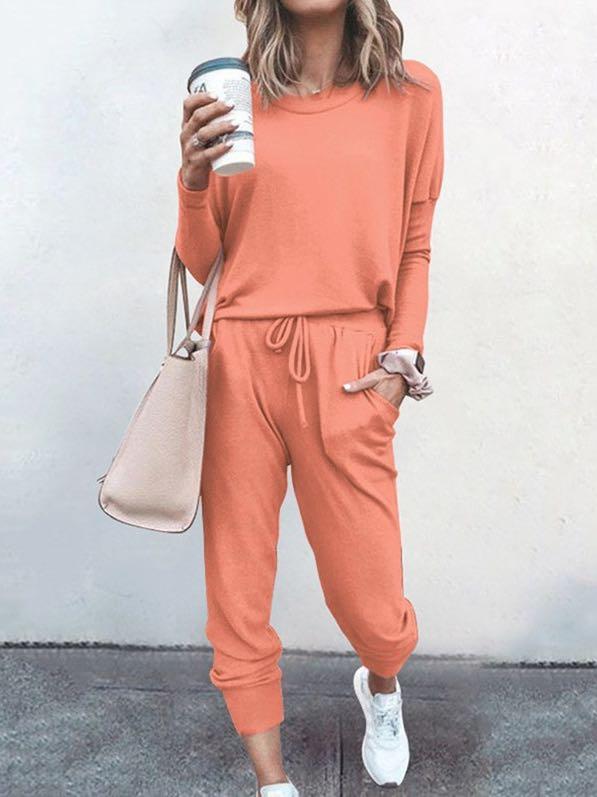 Women Solid Color Long Sleeve Long Pants Pajamas Set - INS | Online Fashion Free Shipping Clothing, Dresses, Tops, Shoes