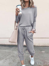 Women Solid Color Long Sleeve Long Pants Pajamas Set - INS | Online Fashion Free Shipping Clothing, Dresses, Tops, Shoes