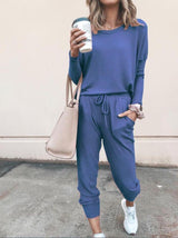 Women Solid Color Long Sleeve Long Pants Pajamas Set - INS | Online Fashion Free Shipping Clothing, Dresses, Tops, Shoes