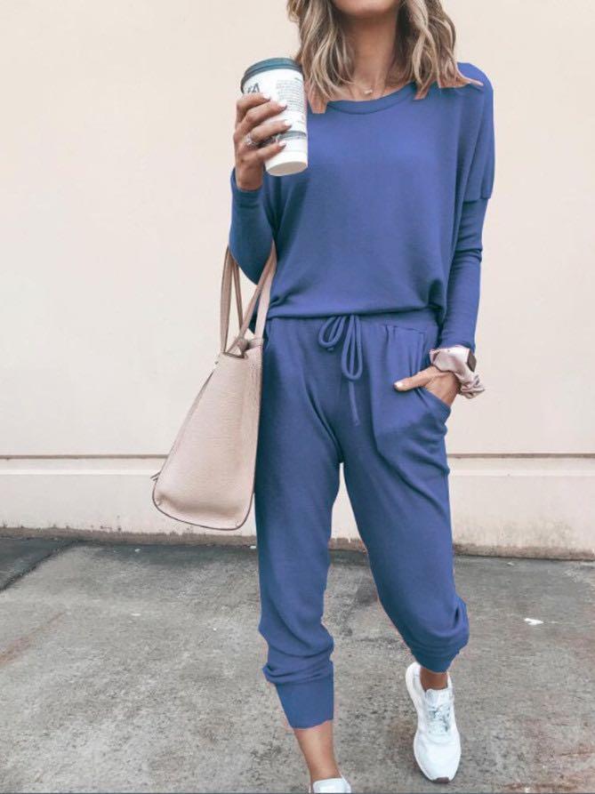 Women Solid Color Long Sleeve Long Pants Pajamas Set - INS | Online Fashion Free Shipping Clothing, Dresses, Tops, Shoes