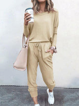Women Solid Color Long Sleeve Long Pants Pajamas Set - INS | Online Fashion Free Shipping Clothing, Dresses, Tops, Shoes
