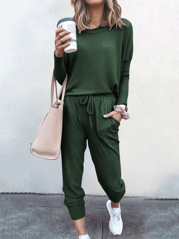 Women Solid Color Long Sleeve Long Pants Pajamas Set - INS | Online Fashion Free Shipping Clothing, Dresses, Tops, Shoes