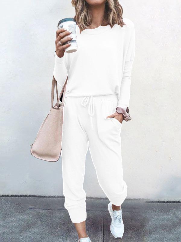 Women Solid Color Long Sleeve Long Pants Pajamas Set - INS | Online Fashion Free Shipping Clothing, Dresses, Tops, Shoes