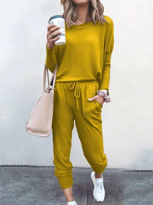 Women Solid Color Long Sleeve Long Pants Pajamas Set - INS | Online Fashion Free Shipping Clothing, Dresses, Tops, Shoes