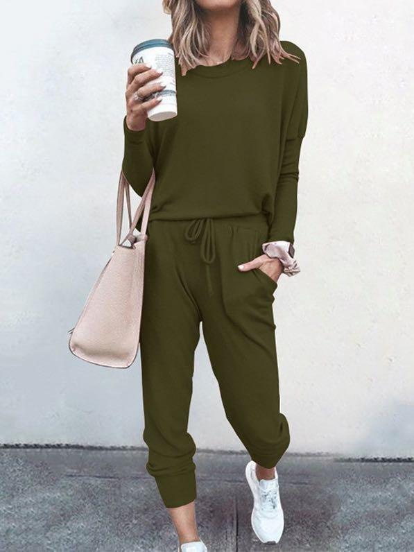 Women Solid Color Long Sleeve Long Pants Pajamas Set - INS | Online Fashion Free Shipping Clothing, Dresses, Tops, Shoes