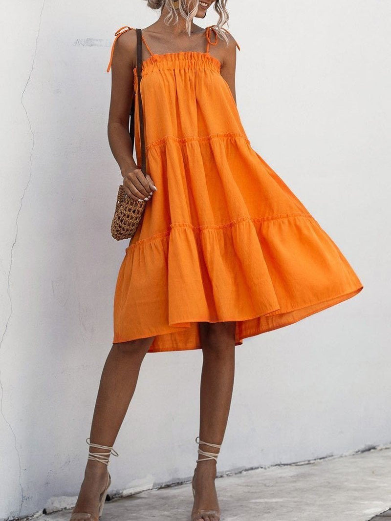Women Solid Color Tier Dress - Dresses - INS | Online Fashion Free Shipping Clothing, Dresses, Tops, Shoes - Black - Blue - Color_Black