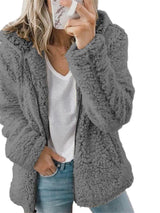 Women Solid Fleece Hooded Jacket - INS | Online Fashion Free Shipping Clothing, Dresses, Tops, Shoes