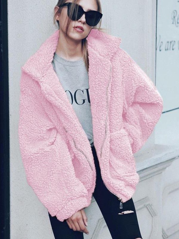 Women Solid Plush Coat - INS | Online Fashion Free Shipping Clothing, Dresses, Tops, Shoes