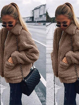 Women Solid Plush Coat - INS | Online Fashion Free Shipping Clothing, Dresses, Tops, Shoes