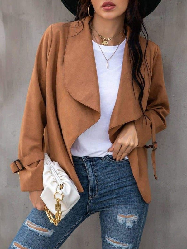 Women Solid Suede Trench Coat - Coats - INS | Online Fashion Free Shipping Clothing, Dresses, Tops, Shoes - Coats - hide -