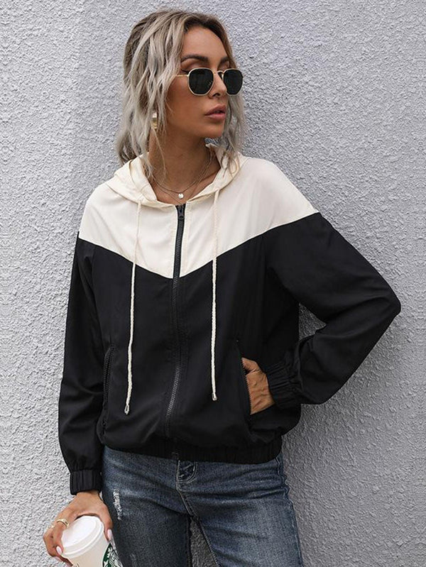 Women Splicing Hooded Jacket