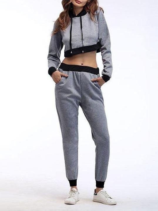 Women Splicing Hooded Sportswear Suit - Sweatshirts - INS | Online Fashion Free Shipping Clothing, Dresses, Tops, Shoes - Loungewear - Sweatshirt -