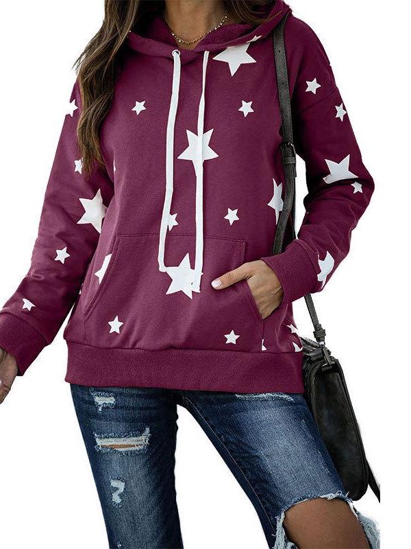 Women Star Printed Loose Hooded - INS | Online Fashion Free Shipping Clothing, Dresses, Tops, Shoes