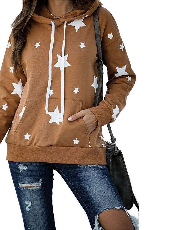 Women Star Printed Loose Hooded - INS | Online Fashion Free Shipping Clothing, Dresses, Tops, Shoes